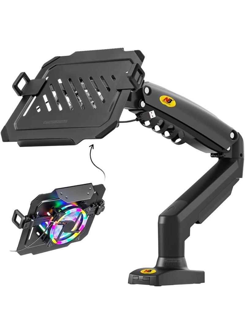 ان بي حامل لاب توب احترافي هيدروليك بمبرد مدمج - ذراع متحرك مع صينية تبريد بإضاءة مميزة - تصميم مريح موفر للمساحة ومثالي للجيمرز وأصحاب الأعمال - Image 1